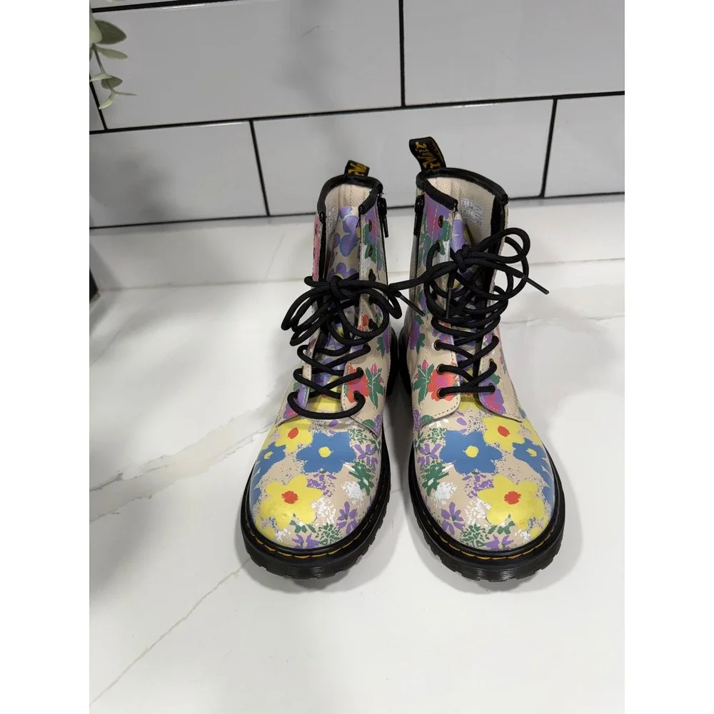 Dr. Martens 1460 Y Floral Combat Boots Kids Size 6M 7L EU 38 Multi‎ Color Zip